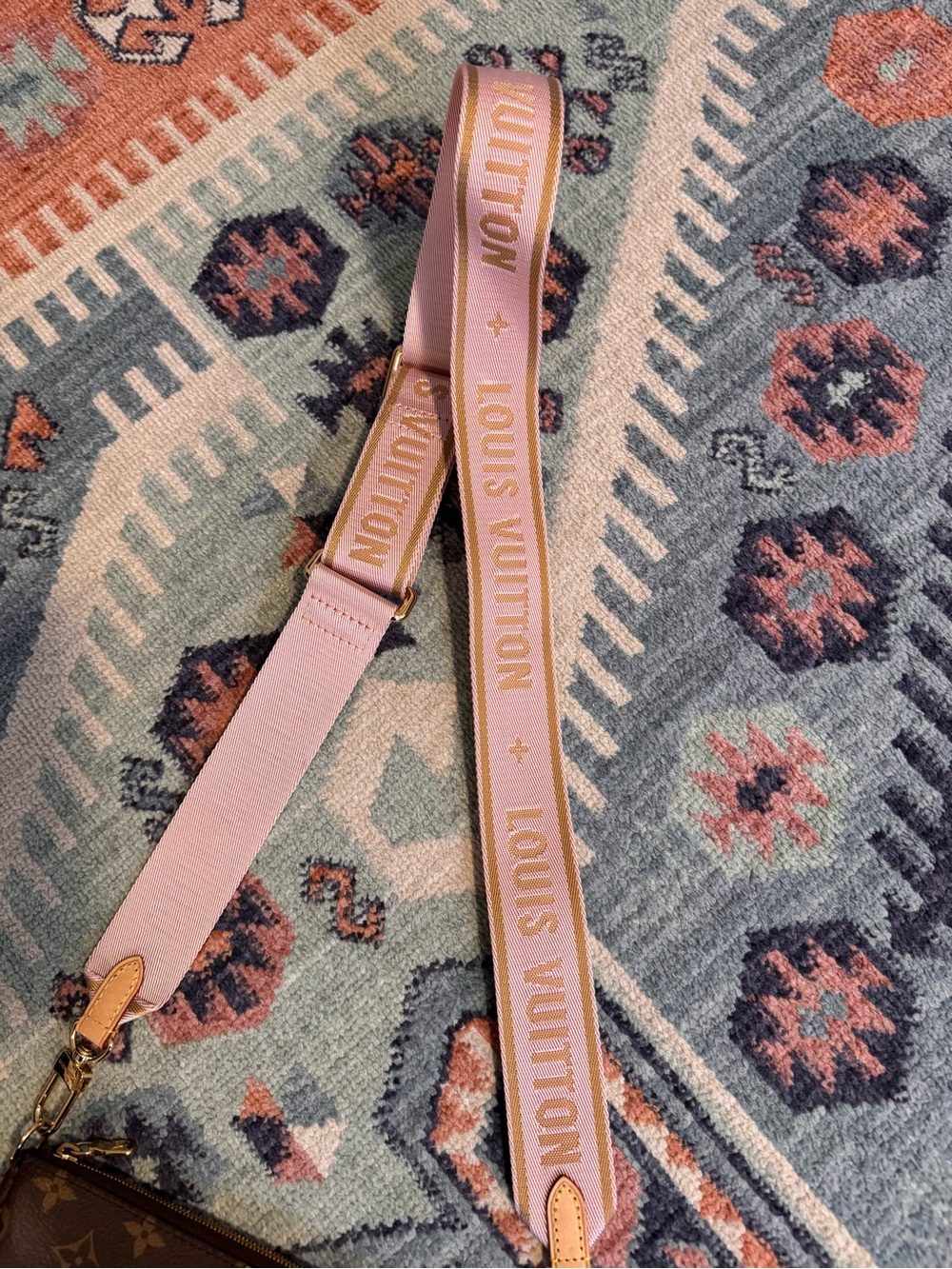 Louis Vuitton Brown Monogram Crossbody with Pink Branded Strap - Picture 7 of 9